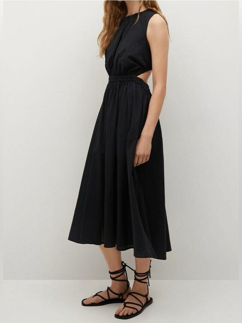 Mango Black Sleeveless Midi Dress